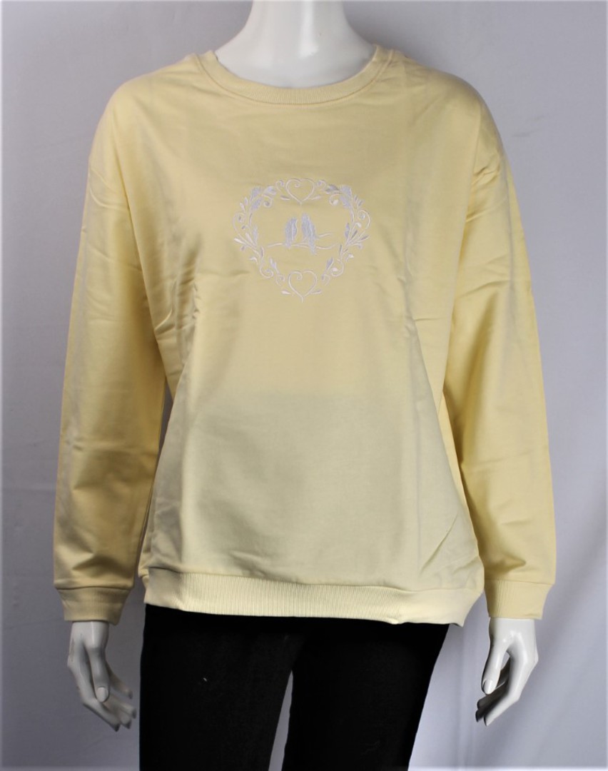 Alice & Lily sweatshirt w embroidered lovebirds yellow STYLES : AL/LB/SSYEL image 0